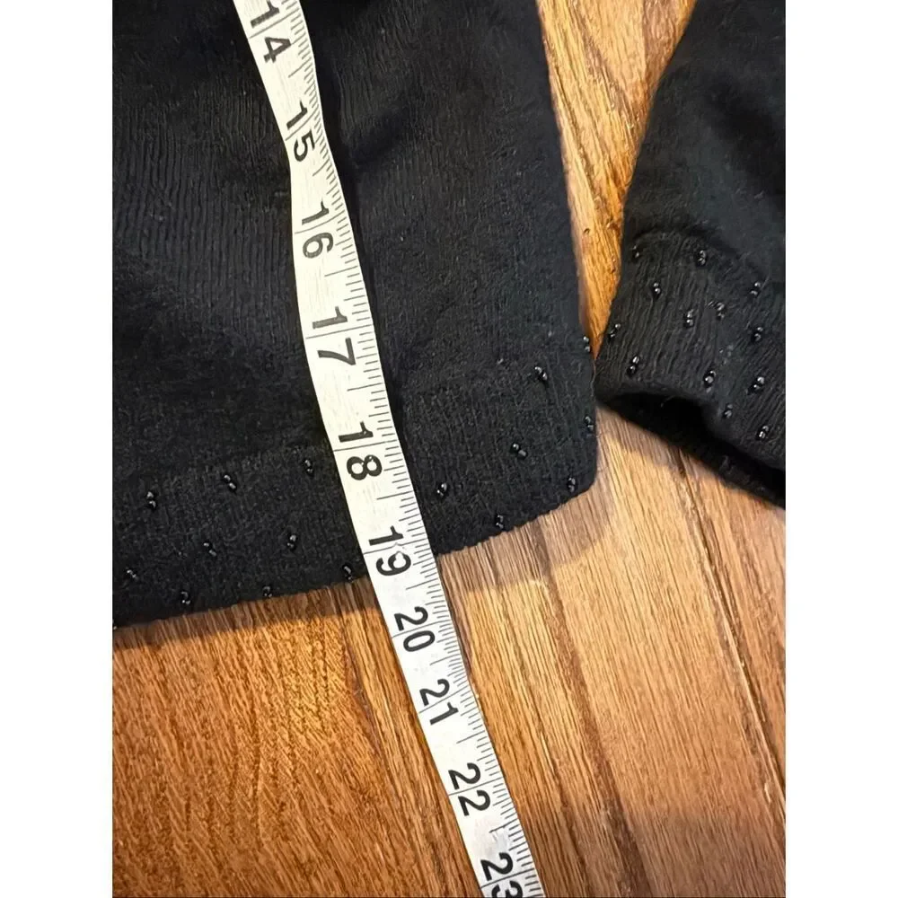 Pierre Lefond Wendy Foster Vintage black wool angora beaded cardigan sweater M - Picture 10 of 12